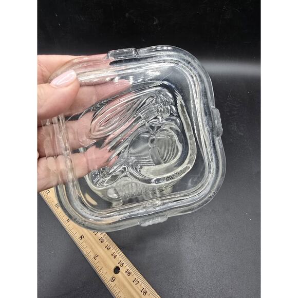 Vintage Federal Glass Refrigerator Dish Vegetable Pattern Small 4”x4” 8 Oz - Picture 5 of 7